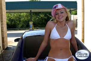 Luxurious virgin dame Skye Model pumps gas in a ball cap and