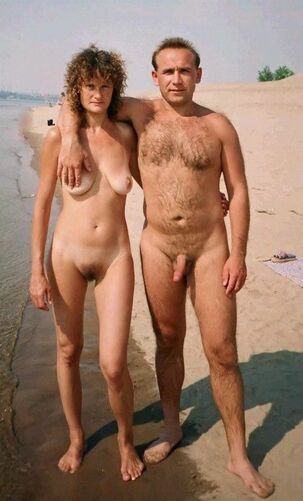 Naturist and real first-timer bare couples at public beach