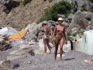 Completely naked Crimean honey on the beach at