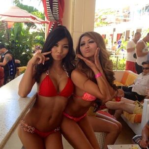 Asian honeys in fantastic bathing suits expect new sexual