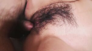 Wonderful japanese babe with hairy poon fucked rock-hard by
