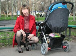 Nubile and luxurious mother with a baby carriage, I like to