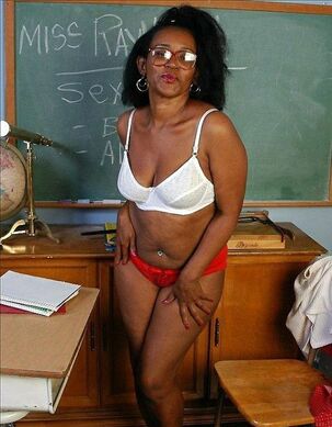 The aged ebony professor in crimson panty, an softcore pic