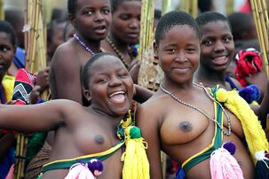 Real african chicks topless, bare dark-hued femmes in ritual